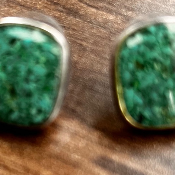 Stilpada sterling silver turquoise inlay stud earrings - Picture 3 of 5